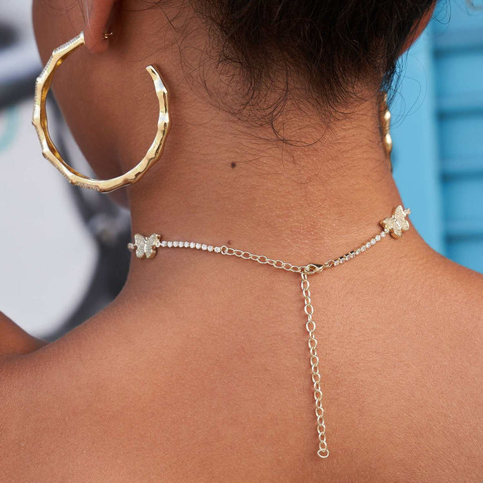 Micro Butterfly Necklace + Anklet Bundle- Yellow Gold