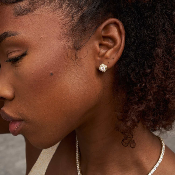 Micro Clustered Diamond Earrings in Yellow Gold