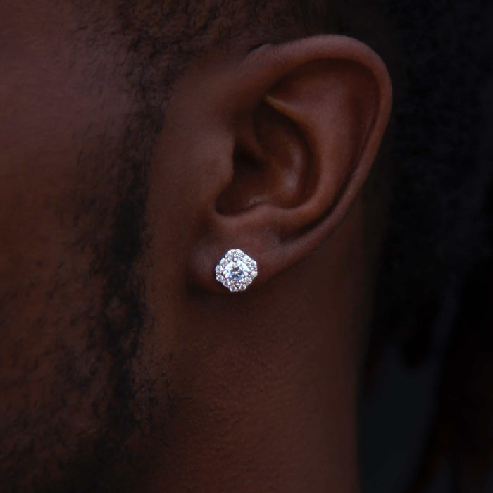 Micro Clustered Diamond Earrings White Gold - The GLD Shop