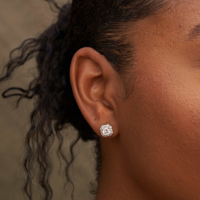Micro Clustered Diamond Earrings White Gold