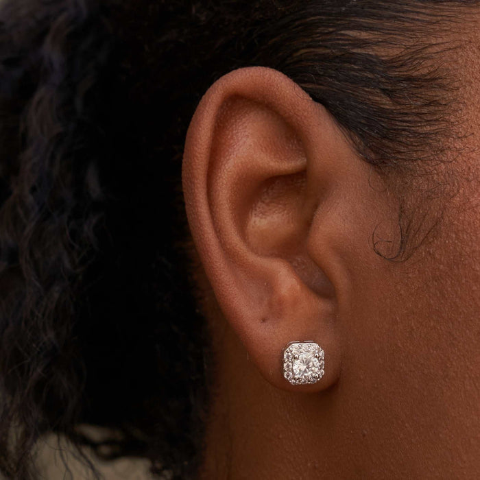 Micro Clustered Diamond Earrings White Gold