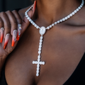 Micro Clustered Rosary Necklace in White Gold - 6mm