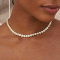 Micro Clustered Tennis Necklace + 8.5mm Iced Cuban Bracelet + Diamond Cross Hoop Earring Bundle in Yellow Gold
