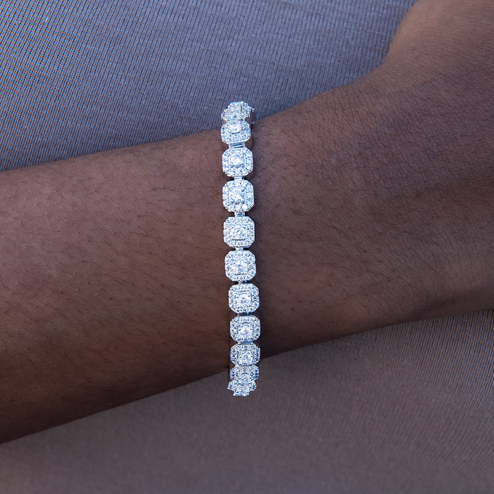 Micro Clustered Tennis Necklace + Bracelet Bundle in White Gold