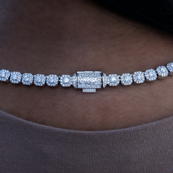 Micro Clustered Tennis Necklace + Bracelet Bundle in White Gold