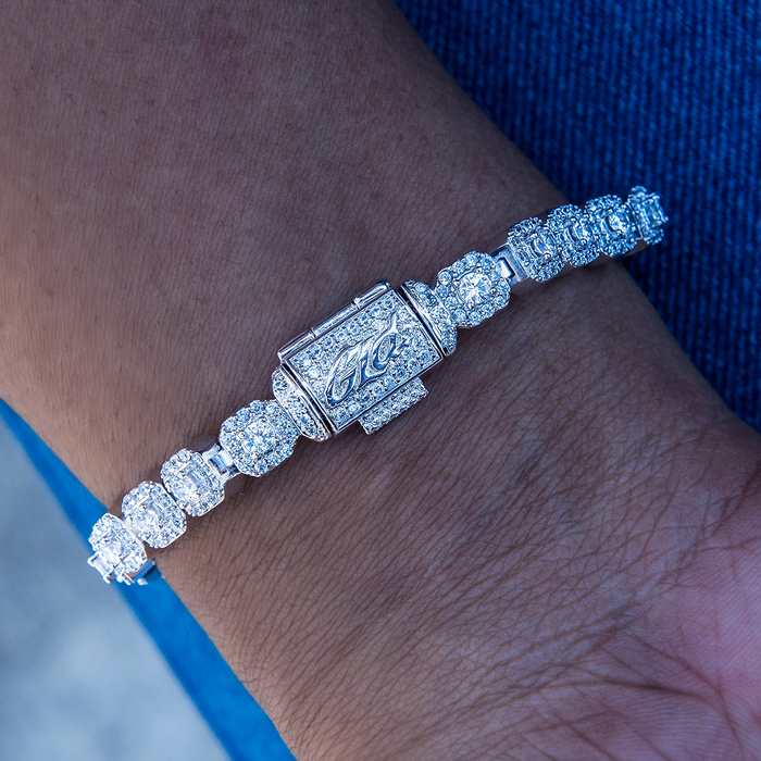 Micro Clustered Tennis Necklace + Bracelet Bundle in White Gold