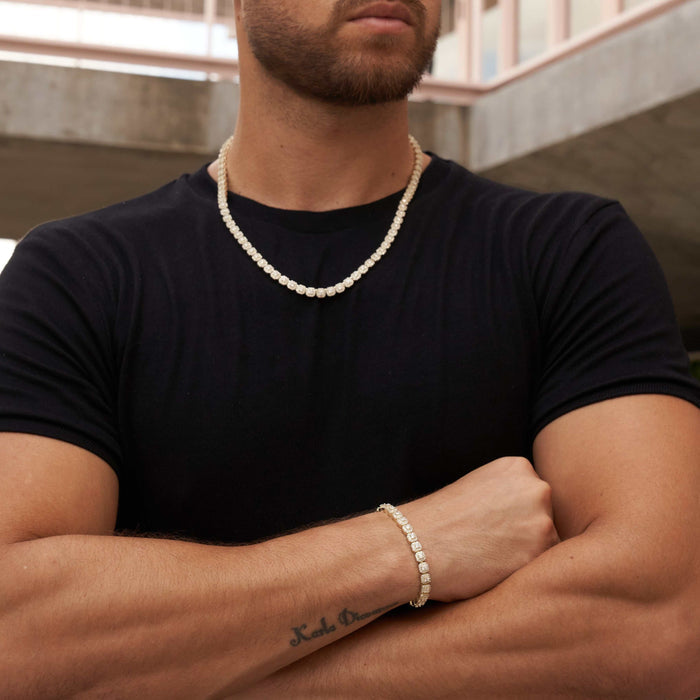 Micro Clustered Tennis Necklace + Bracelet Bundle in Yellow Gold