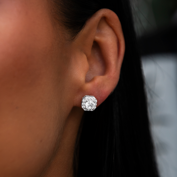 Micro Clustered Tennis Necklace + Bracelet + Earring Bundle in White Gold