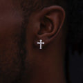 Micro Cross Stud Earrings in White Gold - The GLD Shop