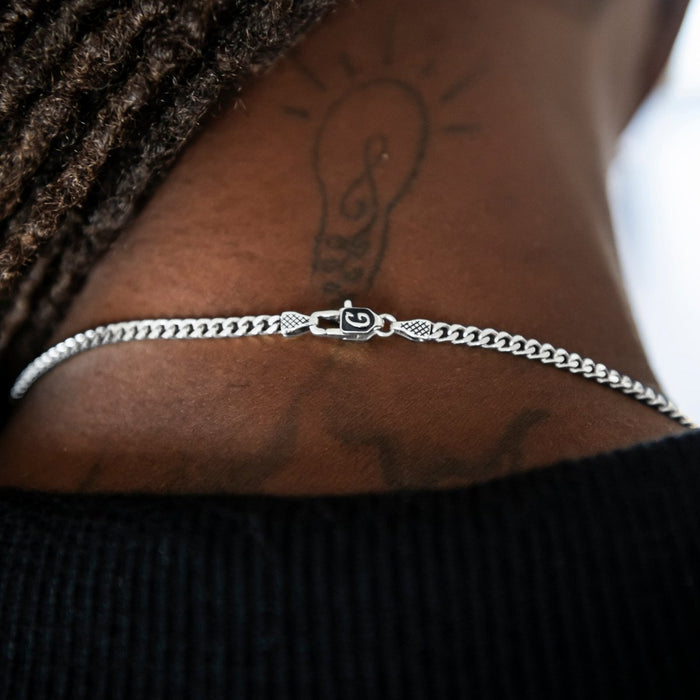 Micro Cuban Chain + Bracelet in White Gold- 3mm