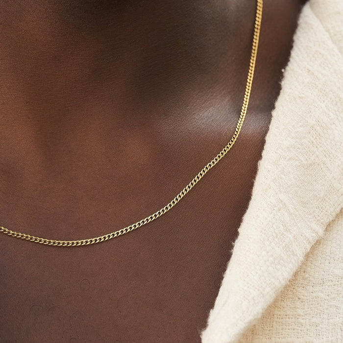 Micro Cuban Chain in Yellow Gold - 2mm