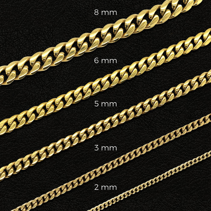 Micro Cuban Chain in Yellow Gold - 2mm