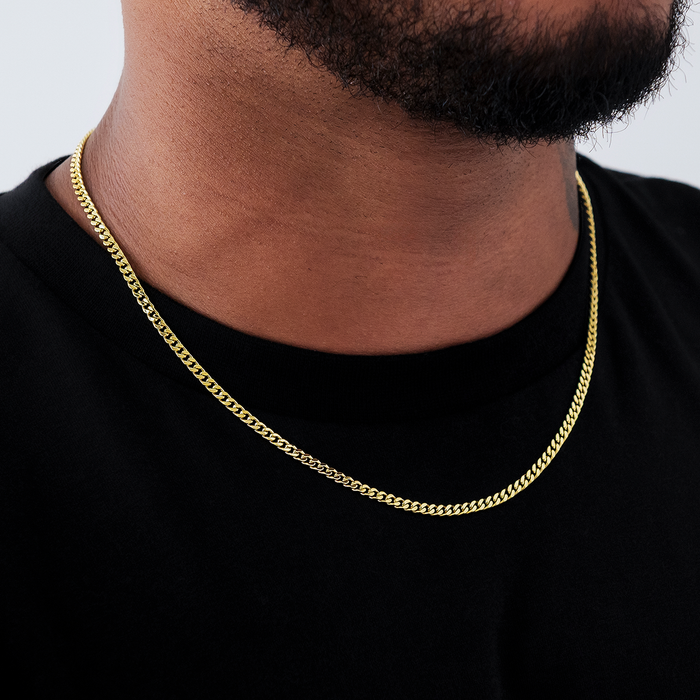 Micro Cuban Chain in Yellow Gold- 3mm