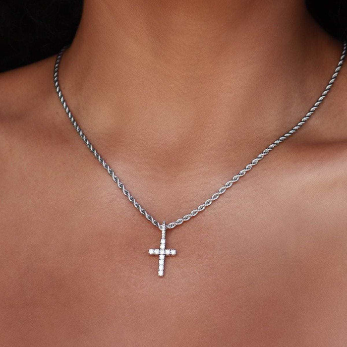 Micro Diamond Cross in White Gold - The GLD Shop