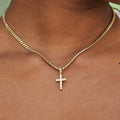Micro Diamond Cross Pendant in Yellow Gold