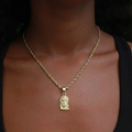 Micro Diamond Crown Portrait of Jesus Pendant in Yellow Gold