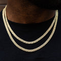 Micro Diamond Prong Cuban Chain in Yellow Gold - 6mm