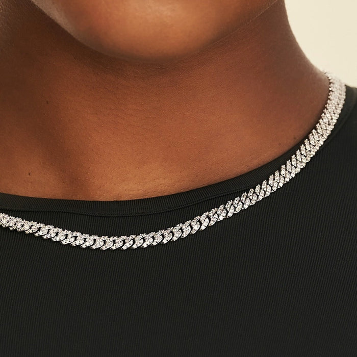 Micro Diamond Prong Necklace + Anklet Bundle- White Gold