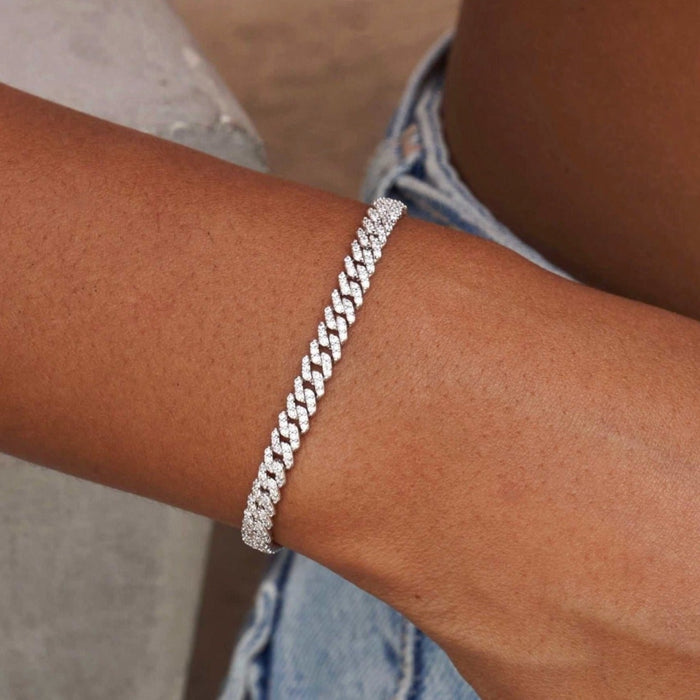 Micro Diamond Prong Necklace + Bracelet Bundle in White Gold - 6mm