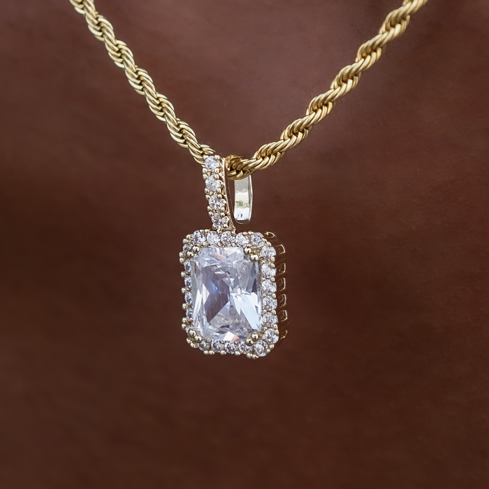 Princess Cut Halo Pendant