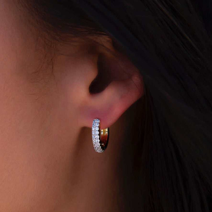 Micro Double Row Huggie Earrings In Yellow Gold - The GLD Shop
