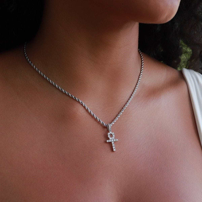 Micro Ankh Cross in White Gold - The GLD Shop