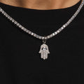 Micro Iced Hamsah Pendant in White Gold - The GLD Shop