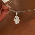 Micro Iced Hamsa Pendant in White Gold