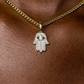 Micro Iced Hamsah Pendant in Yellow Gold - The GLD Shop