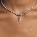 Micro Iced Lightning Bolt Pendant in White Gold - The GLD Shop