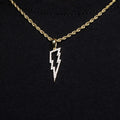 Micro Iced Lightning Bolt Pendant in Yellow Gold - The GLD Shop