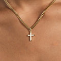 Micro Simple Cross Pendant in Yellow Gold - The GLD Shop