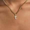 Micro Simple Cross Pendant in Yellow Gold - The GLD Shop