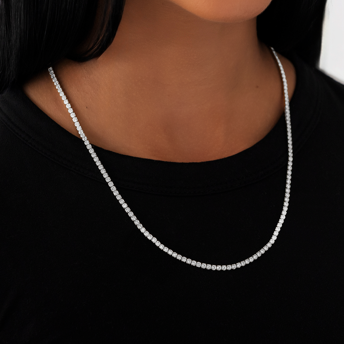 Micro Tennis Necklace in White Gold