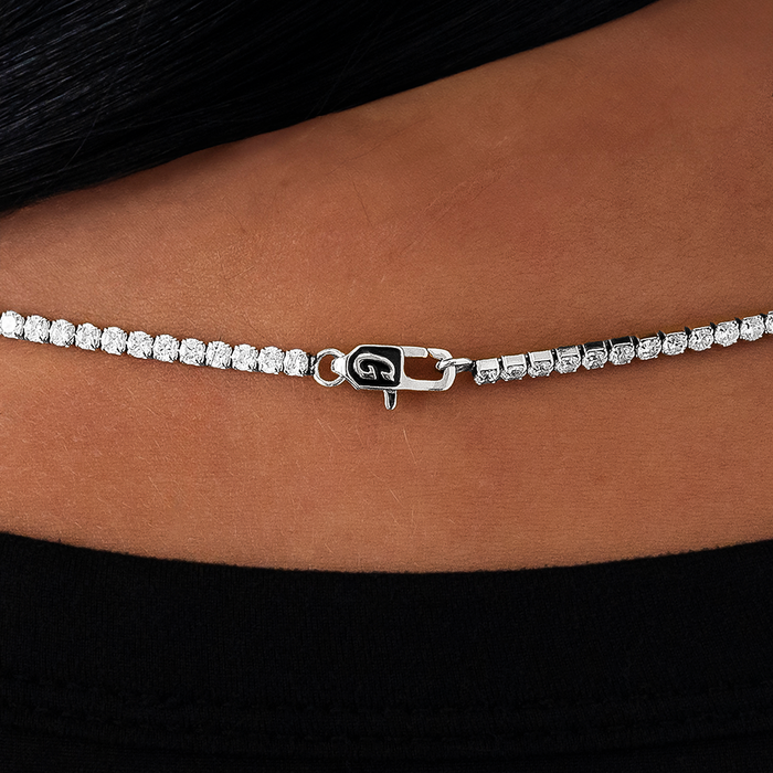 Micro Tennis Necklace in White Gold