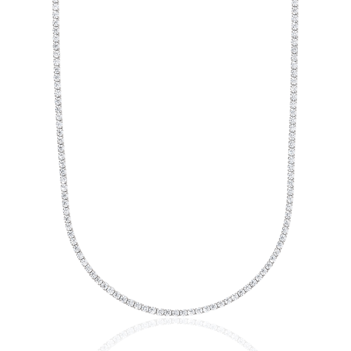 Micro Tennis Necklace in White Gold