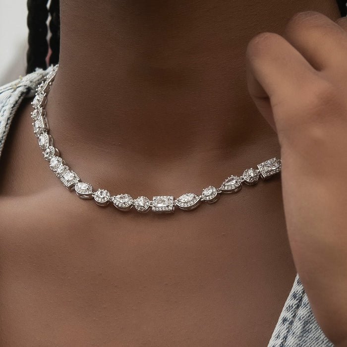 Mixed Stone Pave Necklace