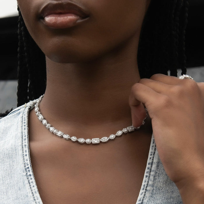Mixed Stone Pave Necklace