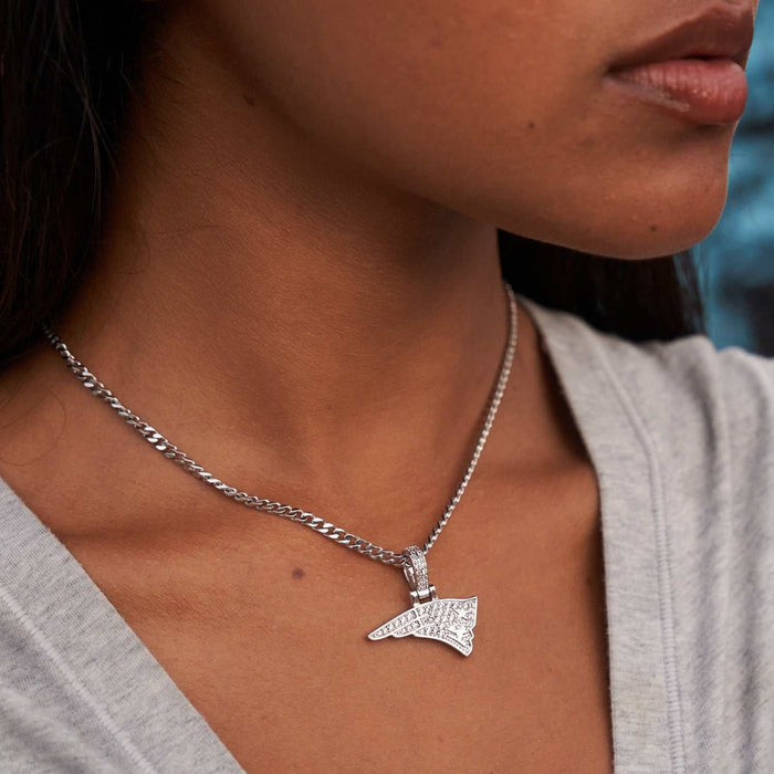New England Patriots Official NFL Micro Logo Pendant - White Gold