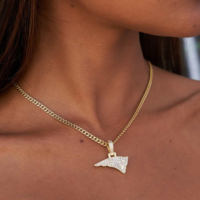 New England Patriots Official NFL Micro Logo Pendant - Yellow Gold