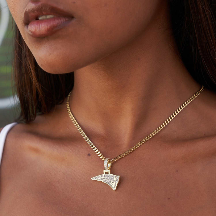 New England Patriots Official NFL Micro Logo Pendant - Yellow Gold