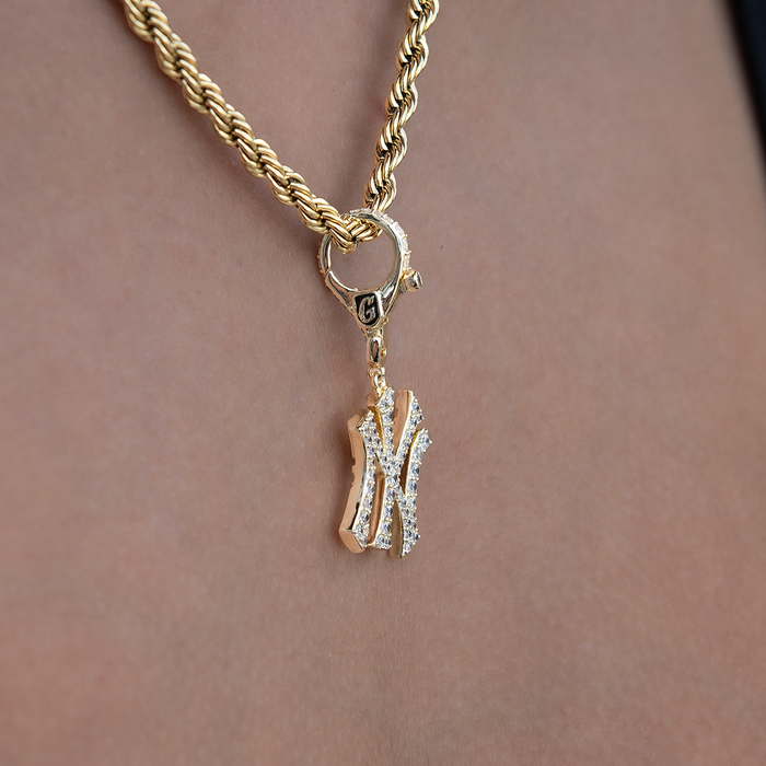 New York Yankees Official MLB Micro Logo Clip On Charm Pendant in Yellow Gold
