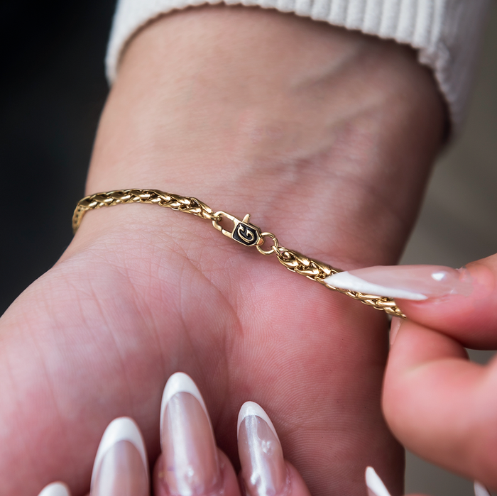 Palm Chain Bracelet in Yellow Gold- 4mm