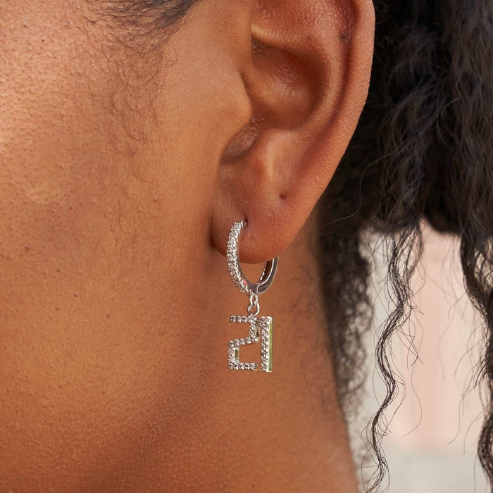 Pave Custom Numbers Earrings