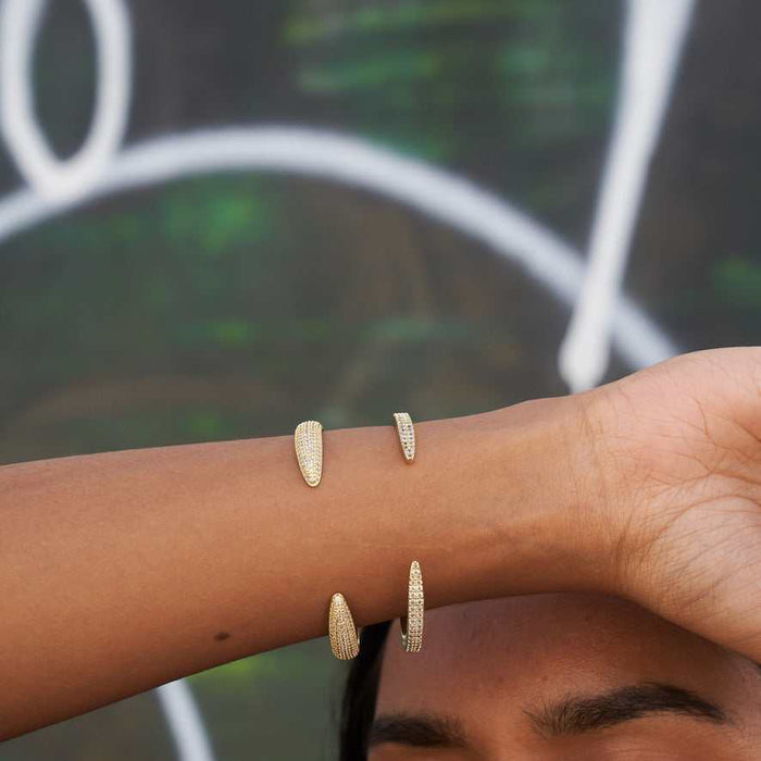 Pave Open Cuff Bracelet - Yellow Gold