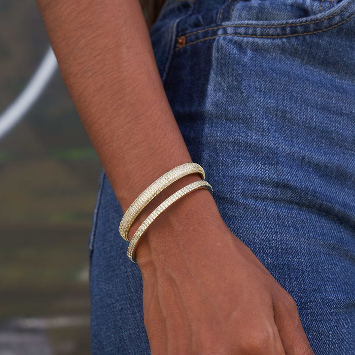 Pave Open Cuff Bracelet - Yellow Gold