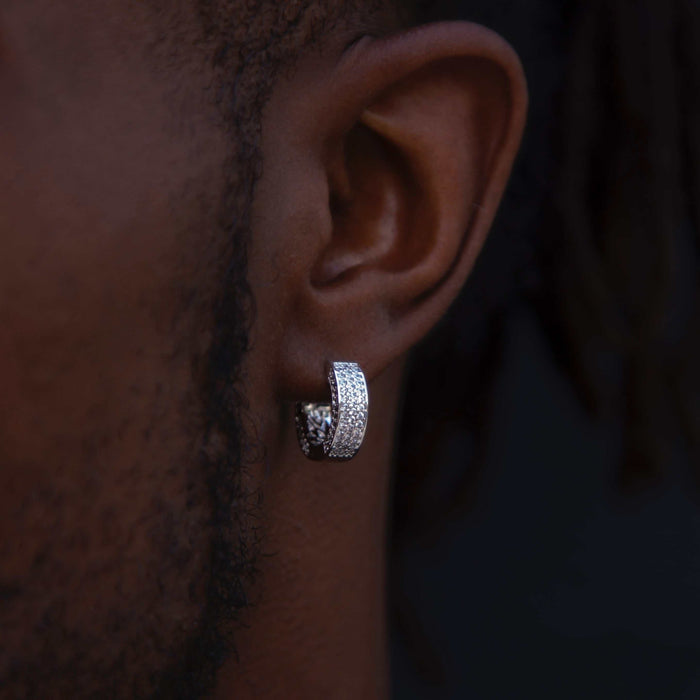 Pave Wide Hoop Earrings in White Gold - The GLD Shop