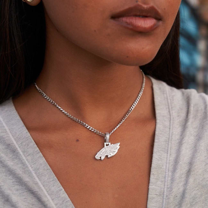 Philadelphia Eagles Official NFL Micro Logo Pendant - White Gold