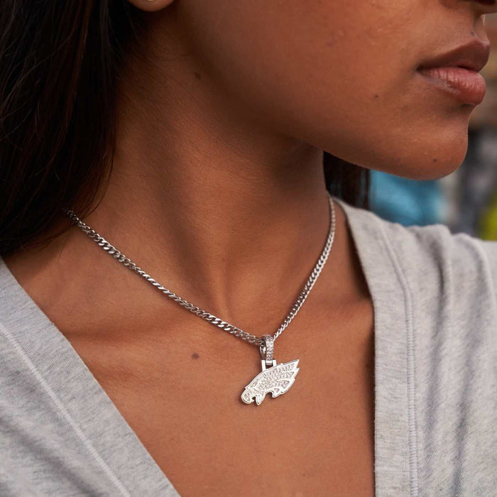 Philadelphia Eagles Official NFL Micro Logo Pendant - White Gold