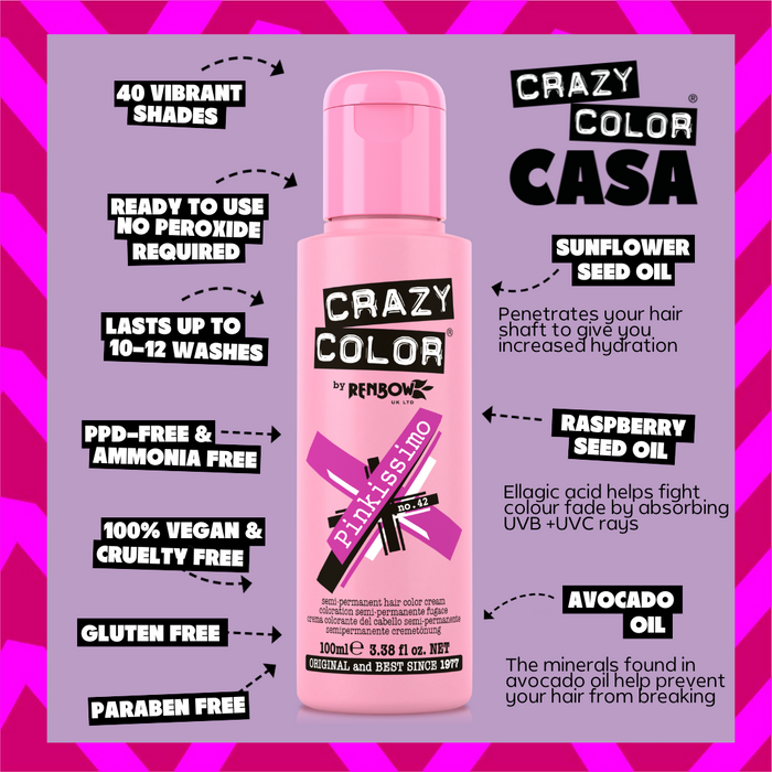 Pinkissimo (Hot Pink) - Semi-Permanent Hair Dye - Crazy Color